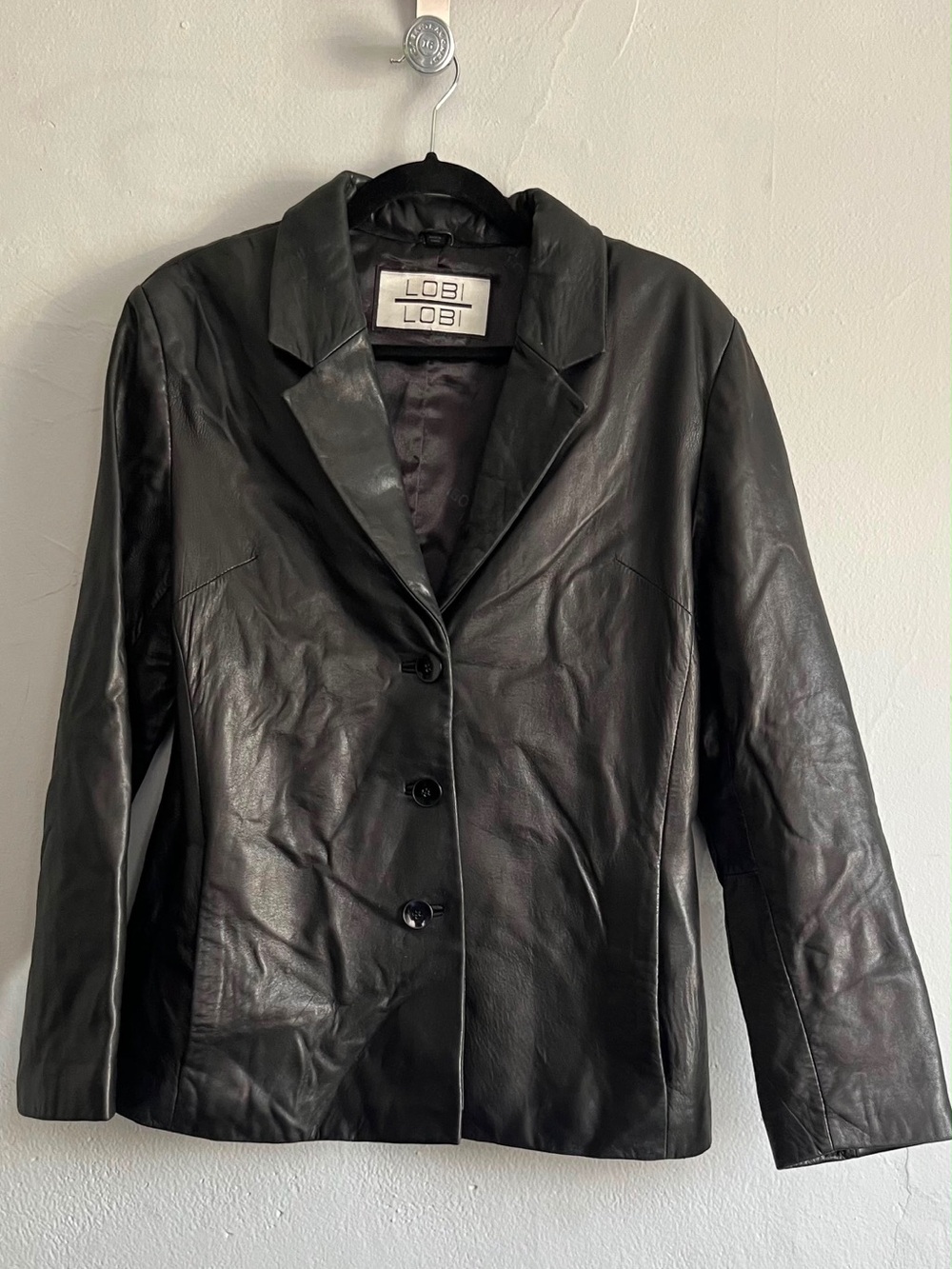 LOBI Black Leather Women's Blazer Jacket